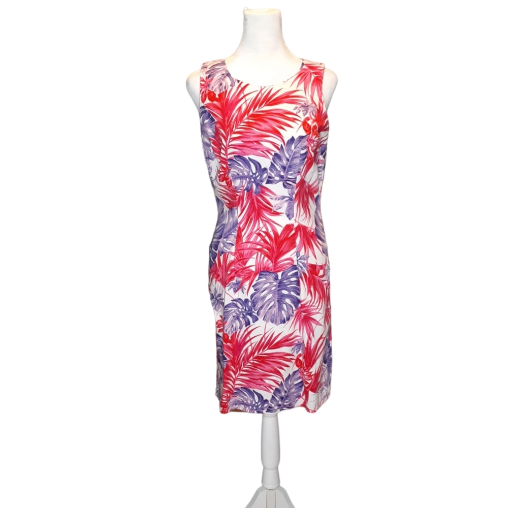 J.W. Treci tropical print sleeveless dress